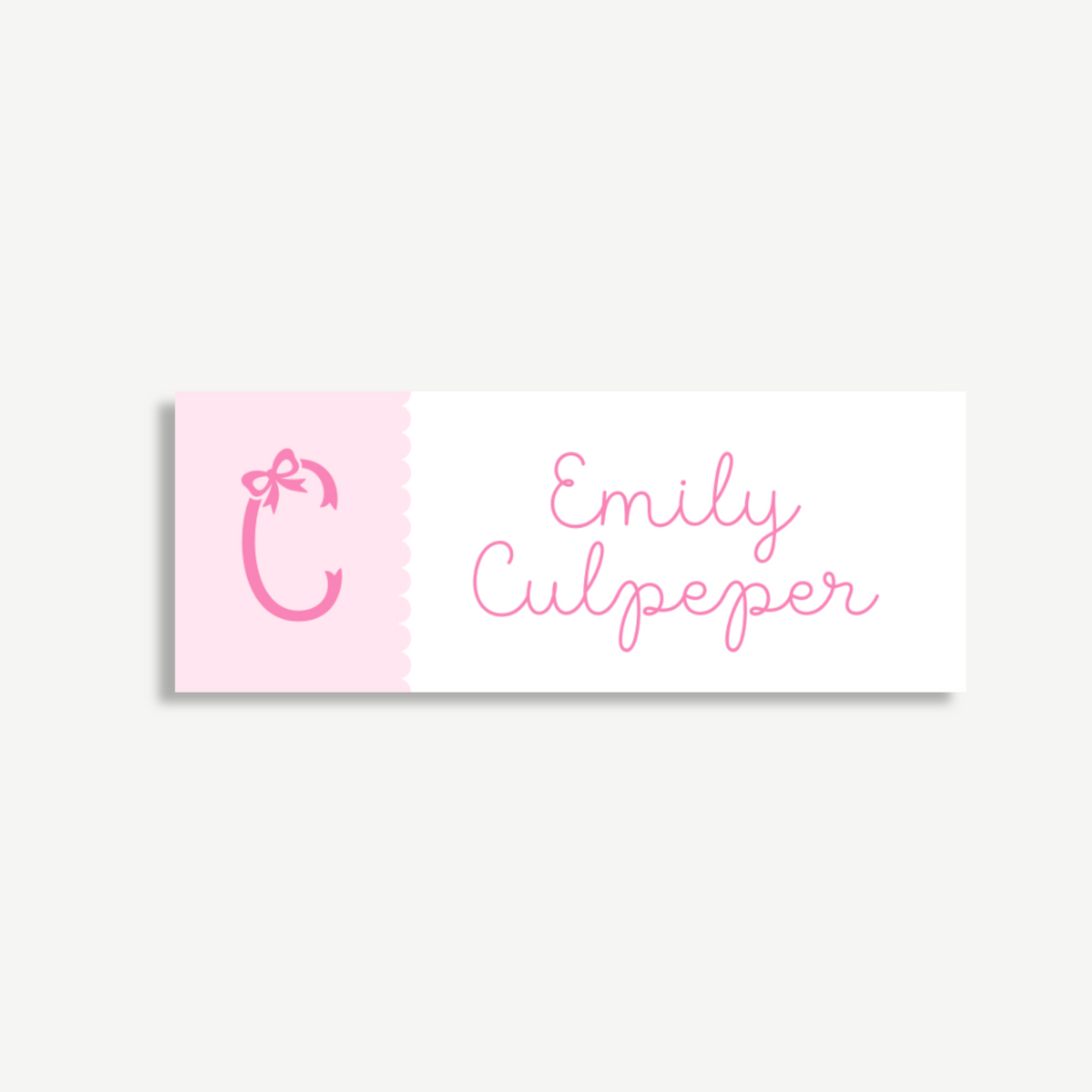 Personalized School Name Labels - Water Resistant - Set of 60 - Bow Monogram