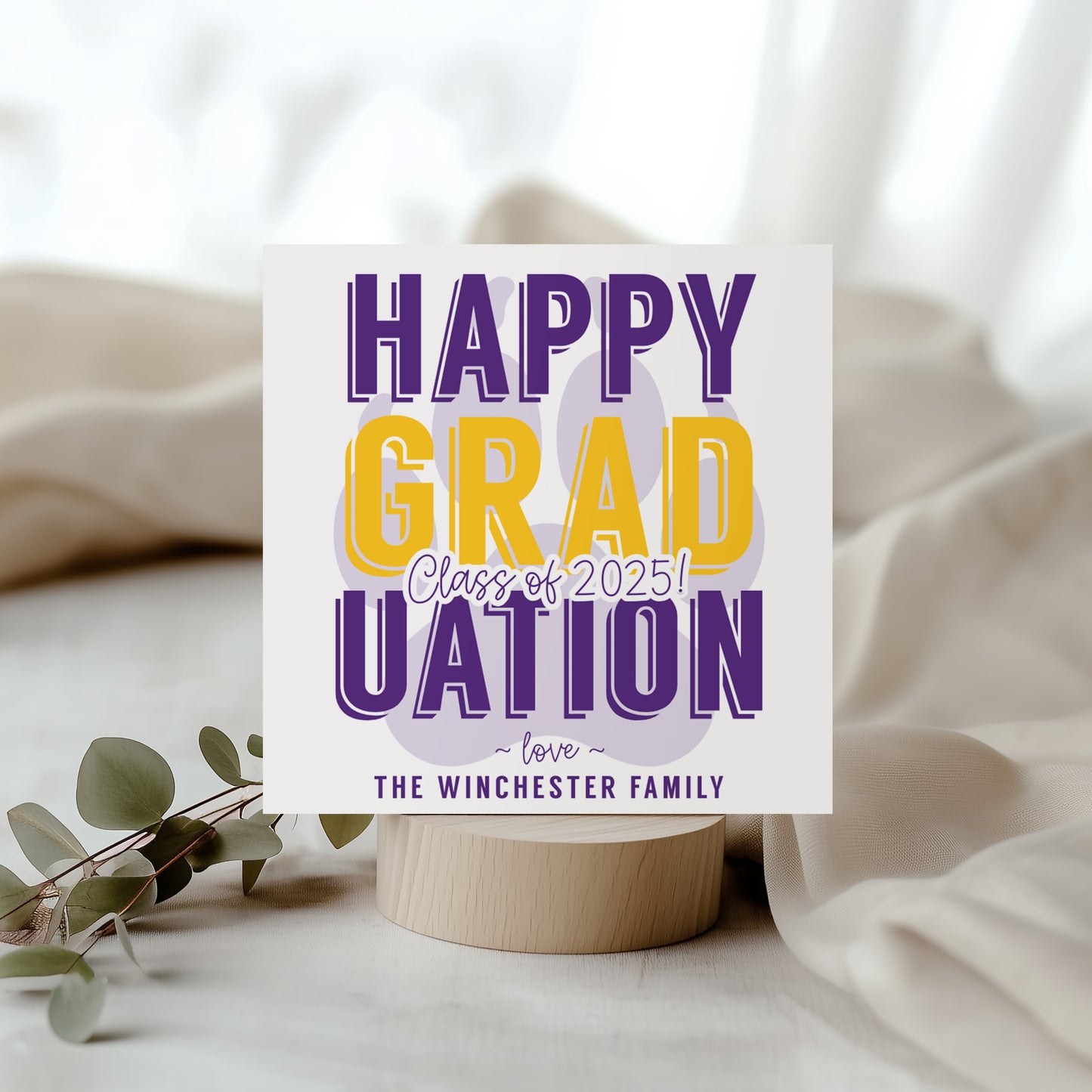 Class of 2025 Personalized Graduation Favor Tag Purple and Gold