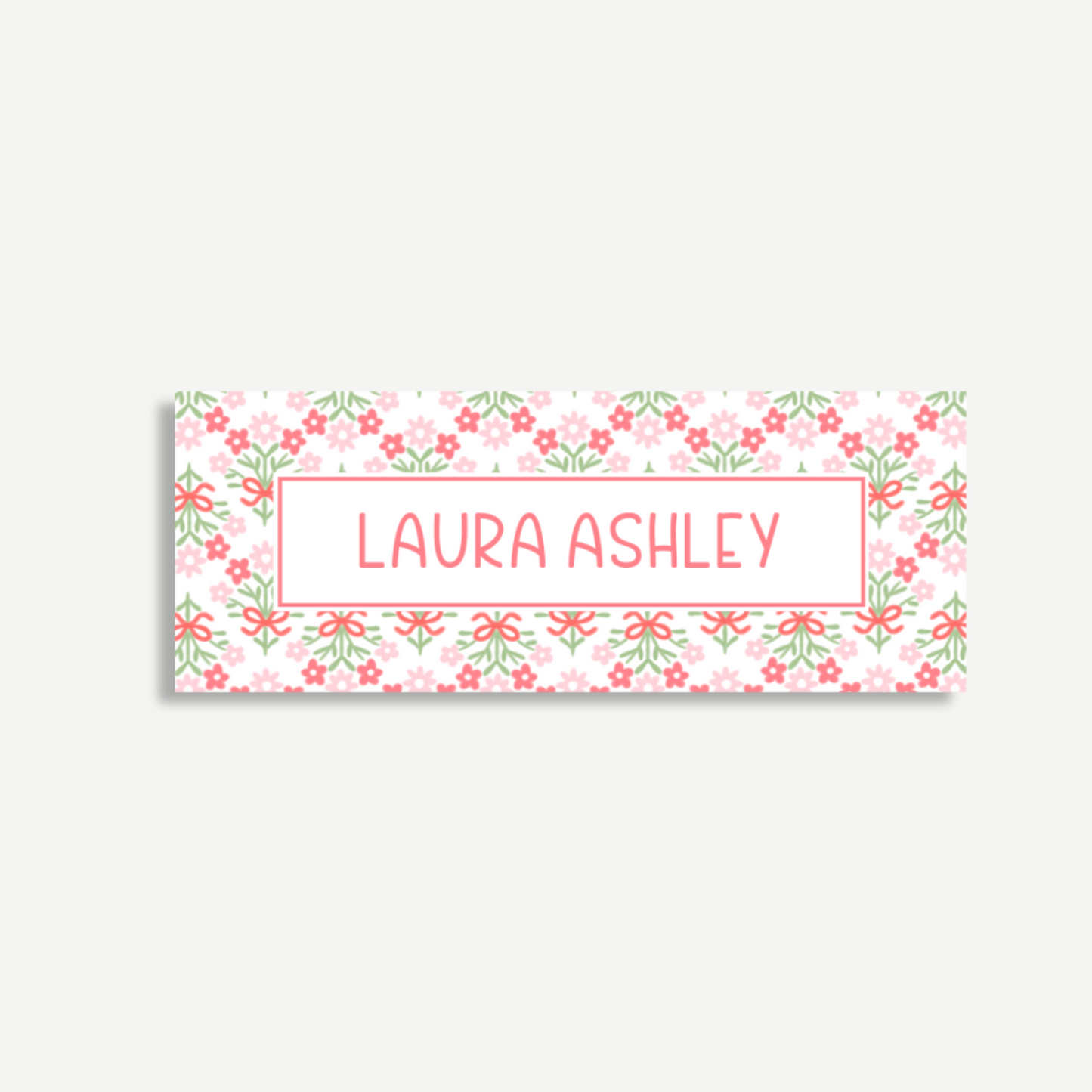 Personalized School Name Labels - Water Resistant - Set of 60 - Red Floral bow