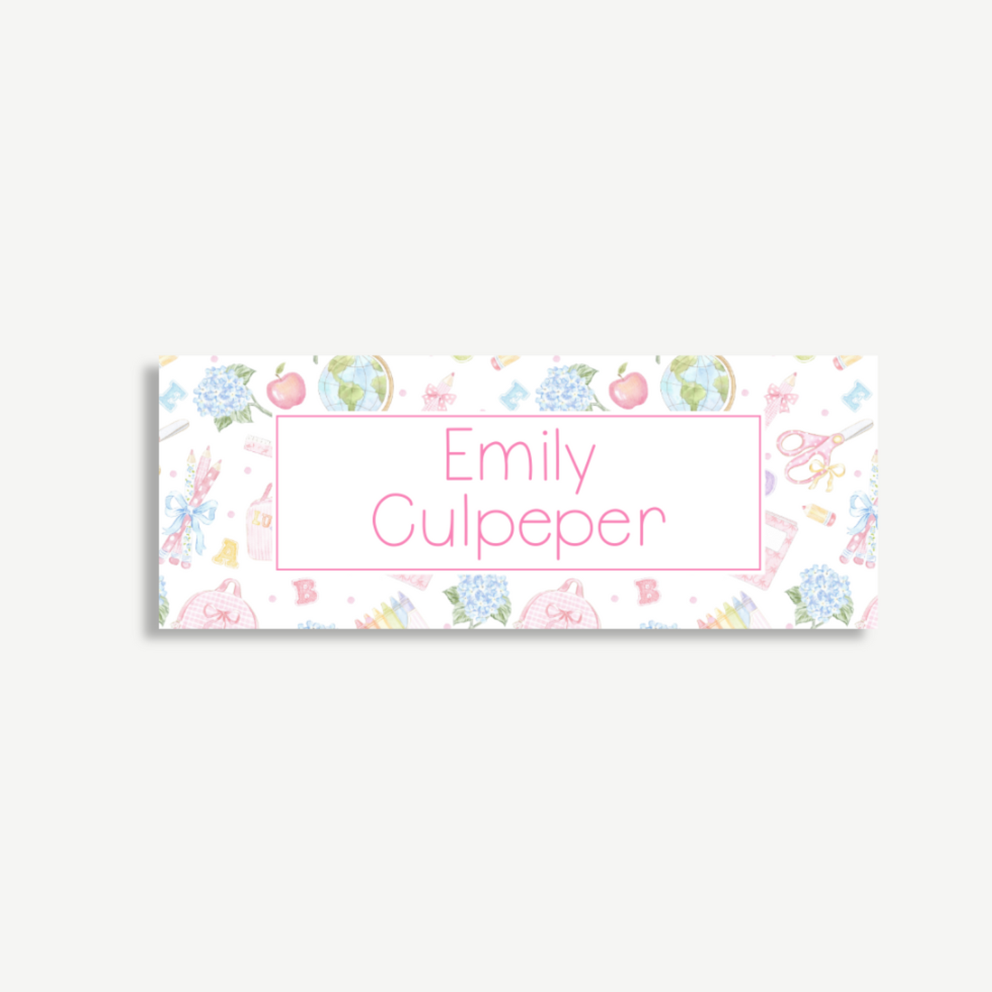 Personalized School Name Labels - Water Resistant - Set of 60 - Baby Pink Supplies