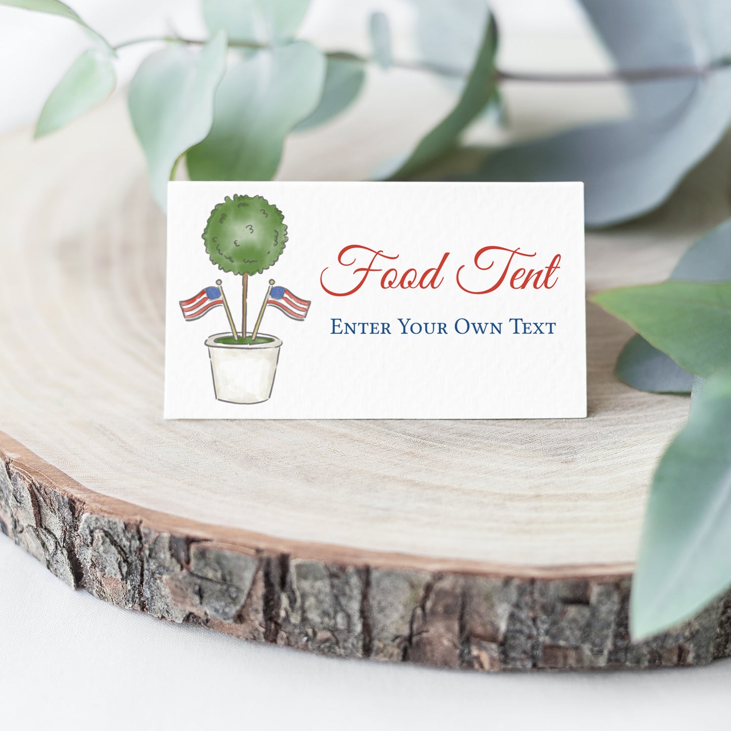 Patriotic 4th of July Food Tent Card 3.5 x 4