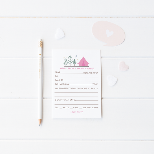 Printed Camp Letter Stationery for Kids – Happy Camper Design