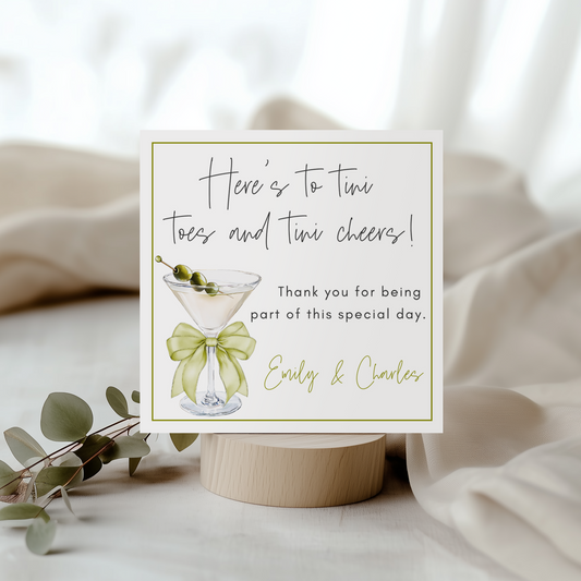 “A Tini Is On the Way” Baby Shower Thank You Tag – 3x3" Printable Favor Tag