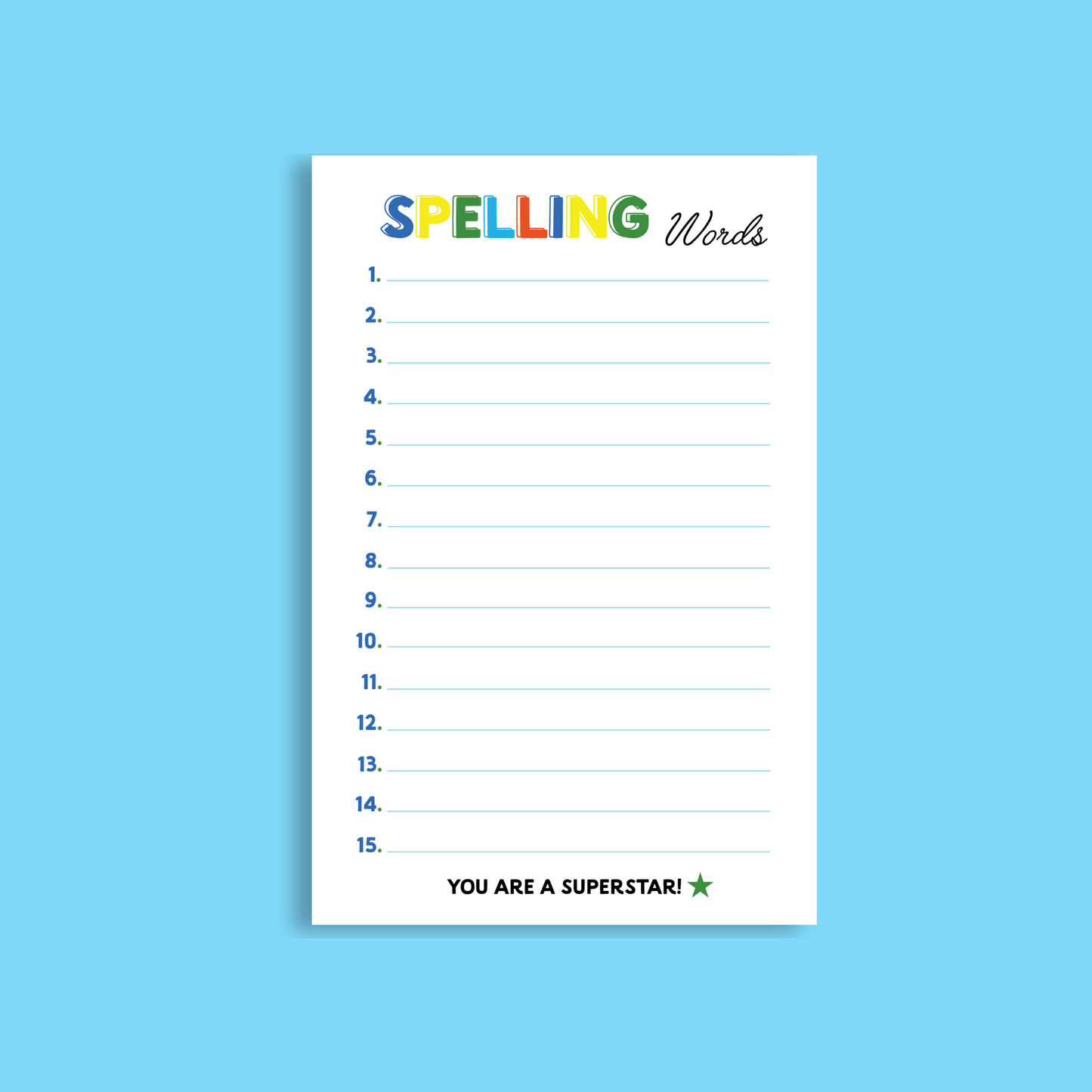 Spelling Words Notepad