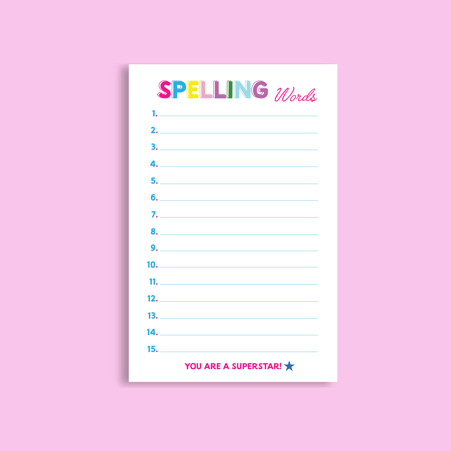 Spelling Words Notepad