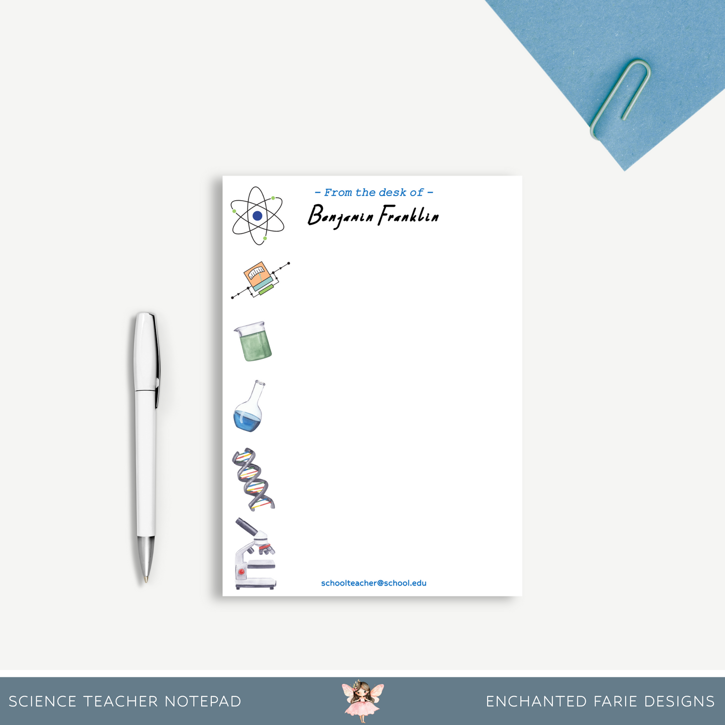 Personalized Science Teacher Notepad – STEM School Stationery