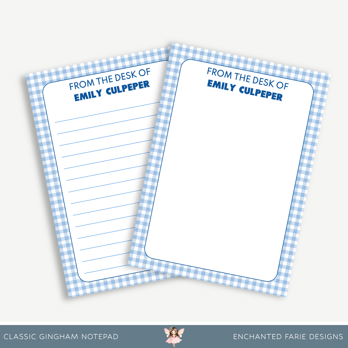 Classic Gingham Personalized Notepad – 5x7"