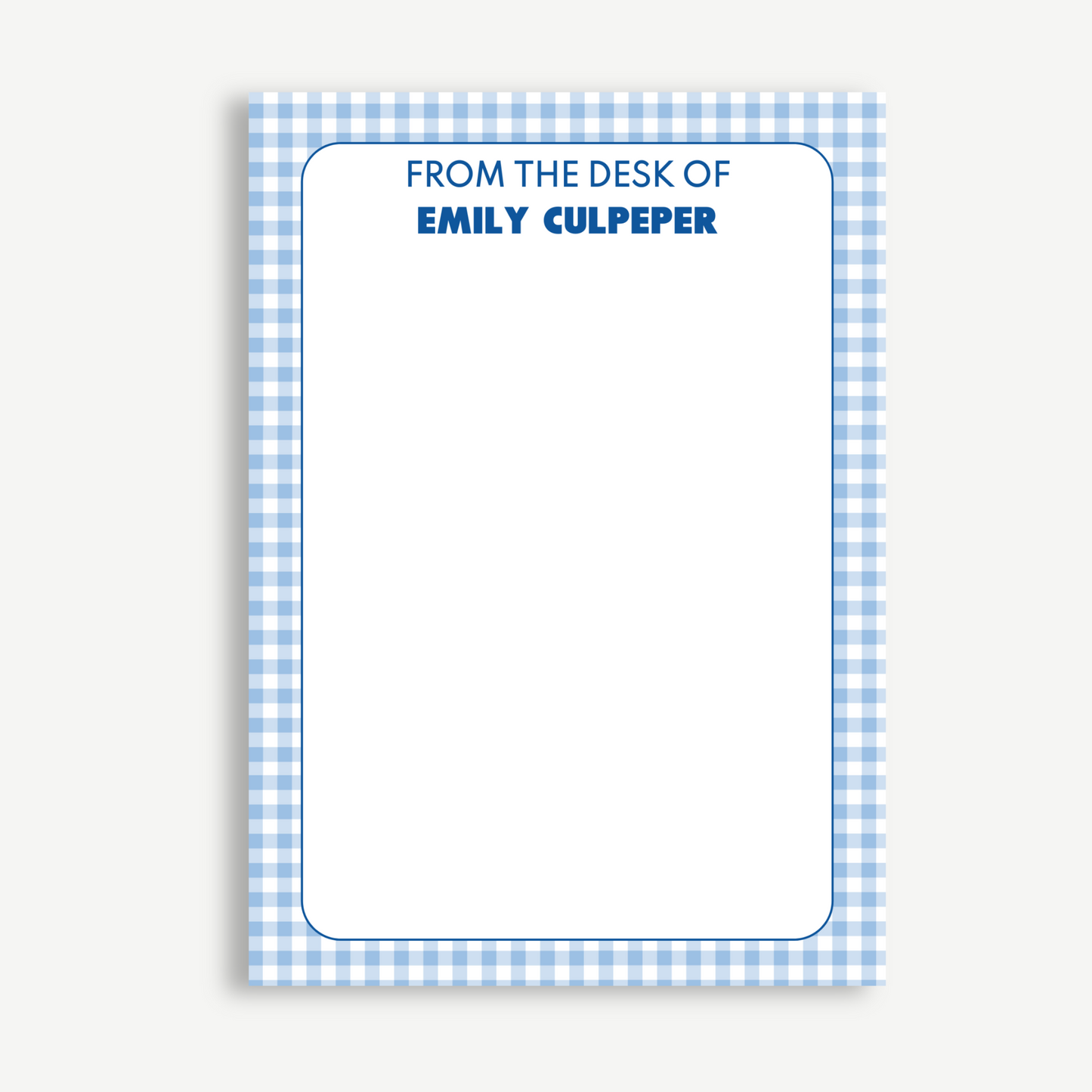 Classic Gingham Personalized Notepad – 5x7"