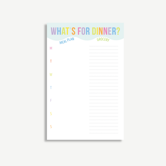 “What’s for Dinner?” Meal Planning & Grocery List Notepad – Weekly Planner 5.5 x 8.5"