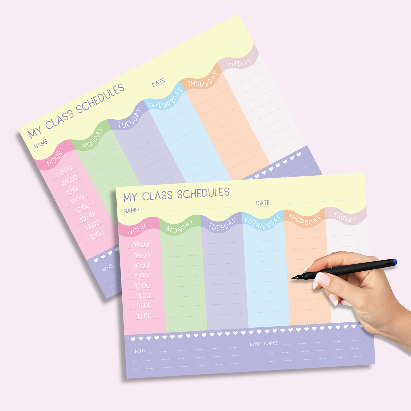 Pastel Class Schedule Notepad – Weekly Planner for Students & Teachers