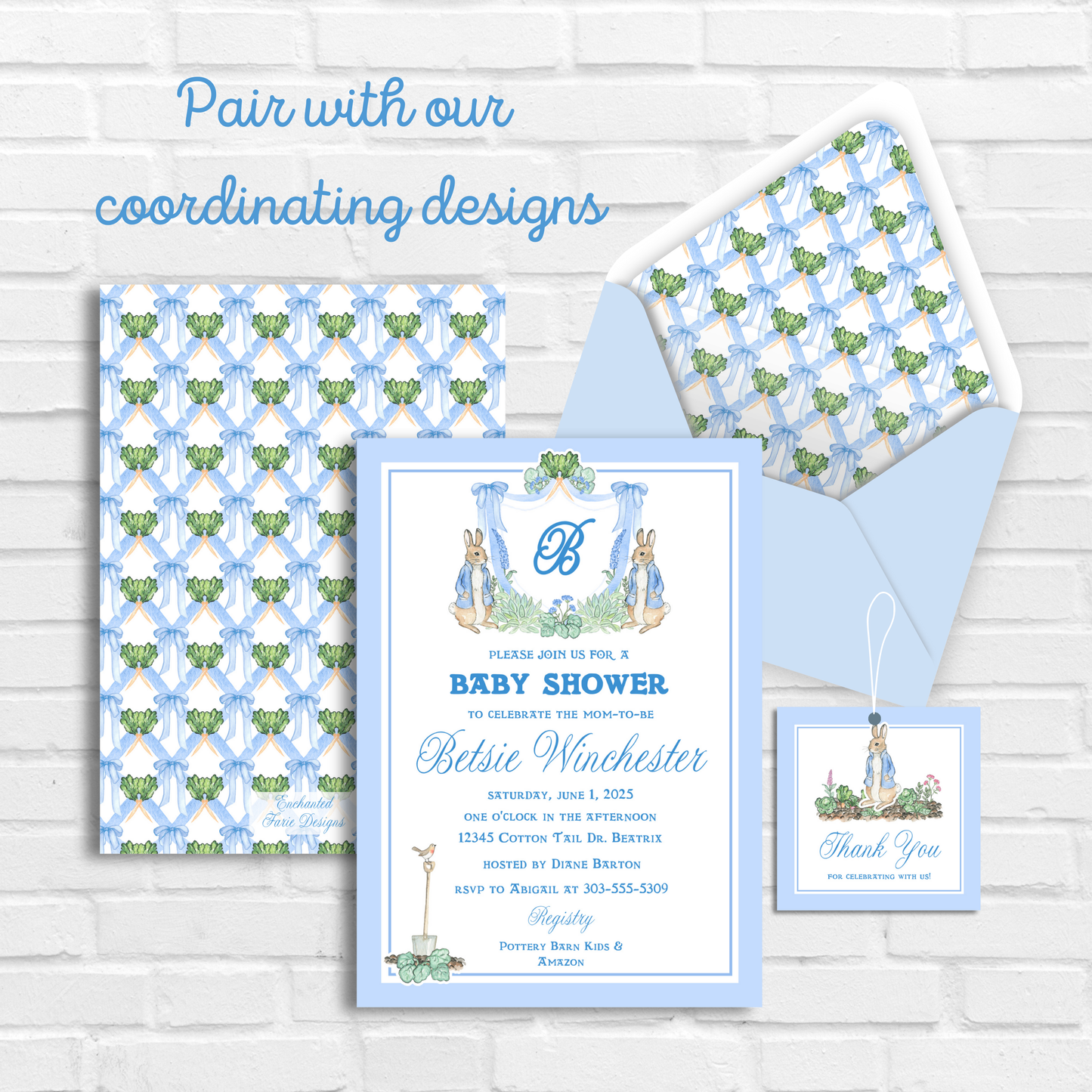 Peter Rabbit Baby Boy Shower Invitation