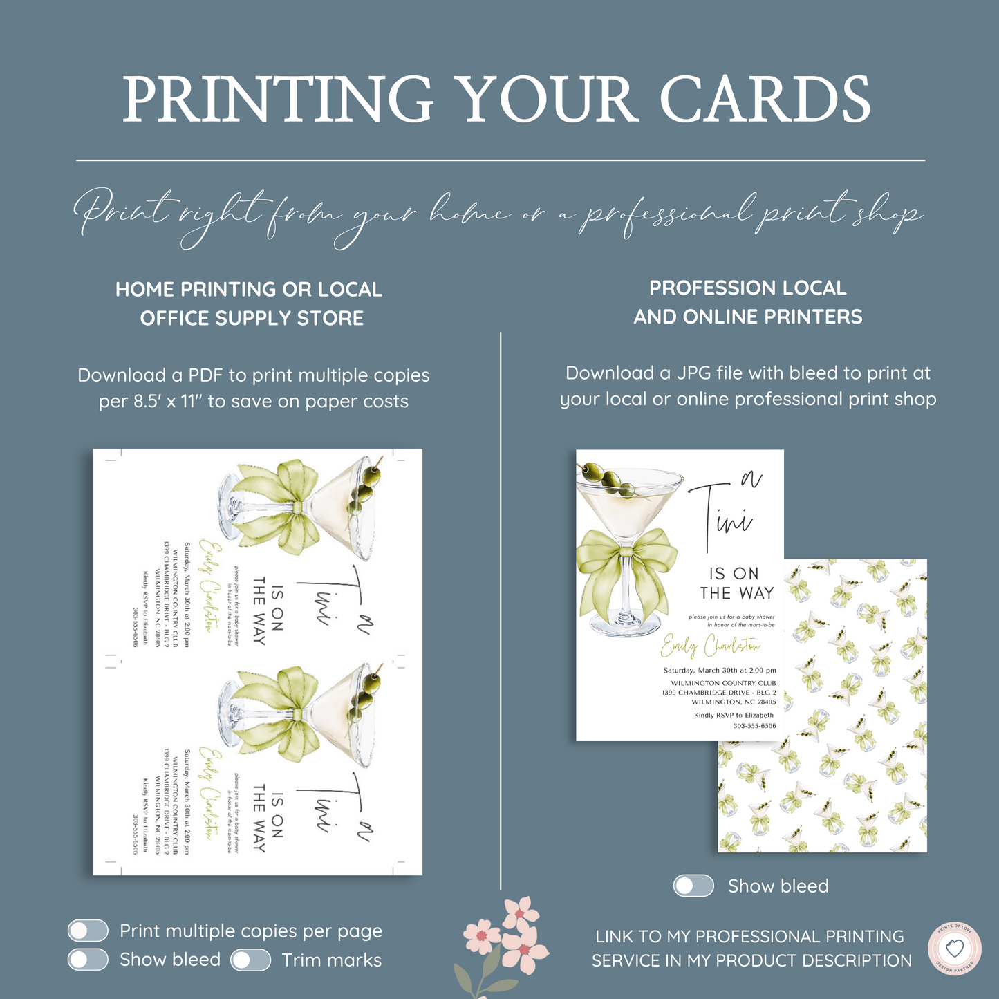 A Tini Is On the Way” Baby Shower Invitation | Martini Theme