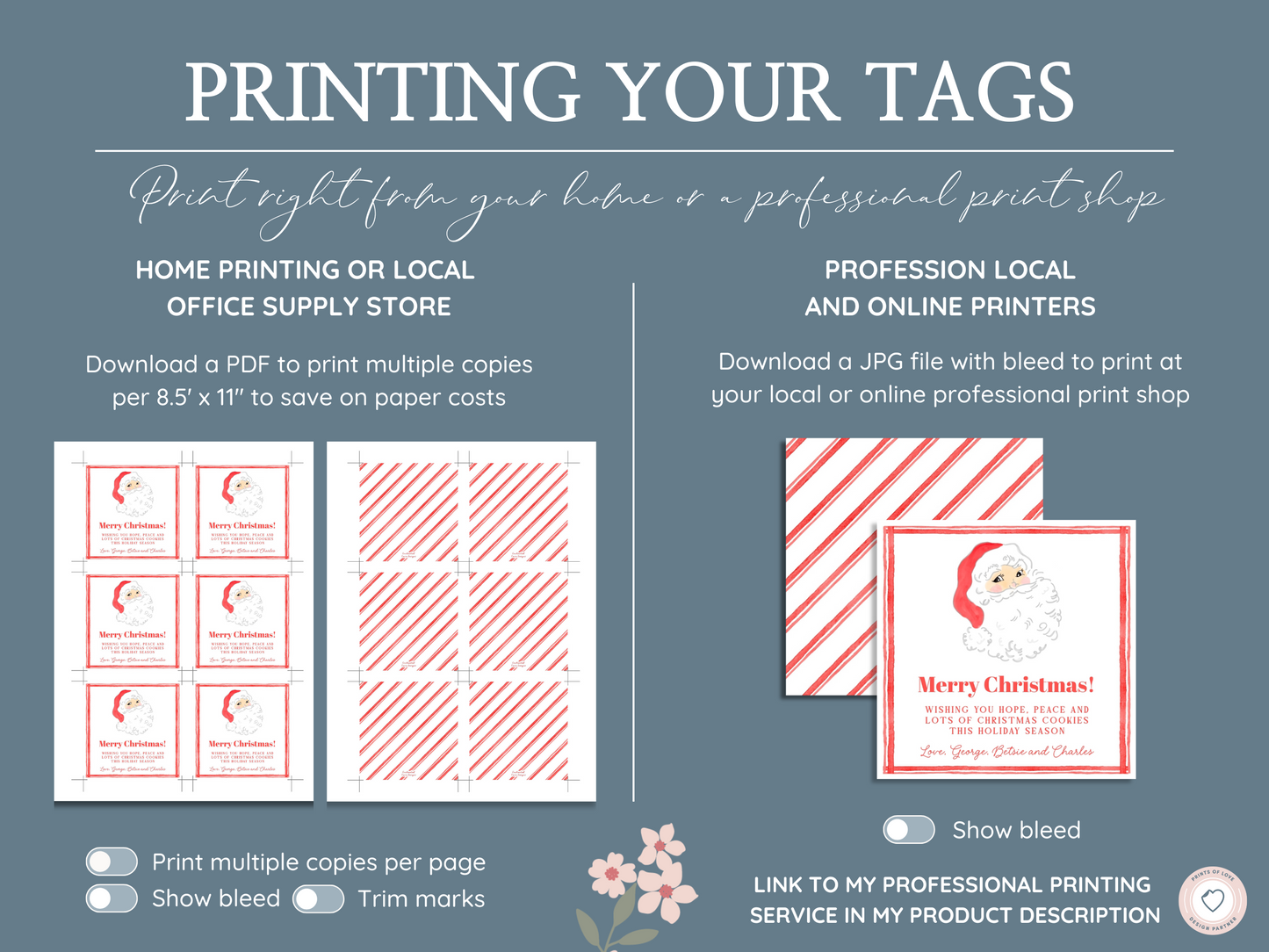 red santa favor tag