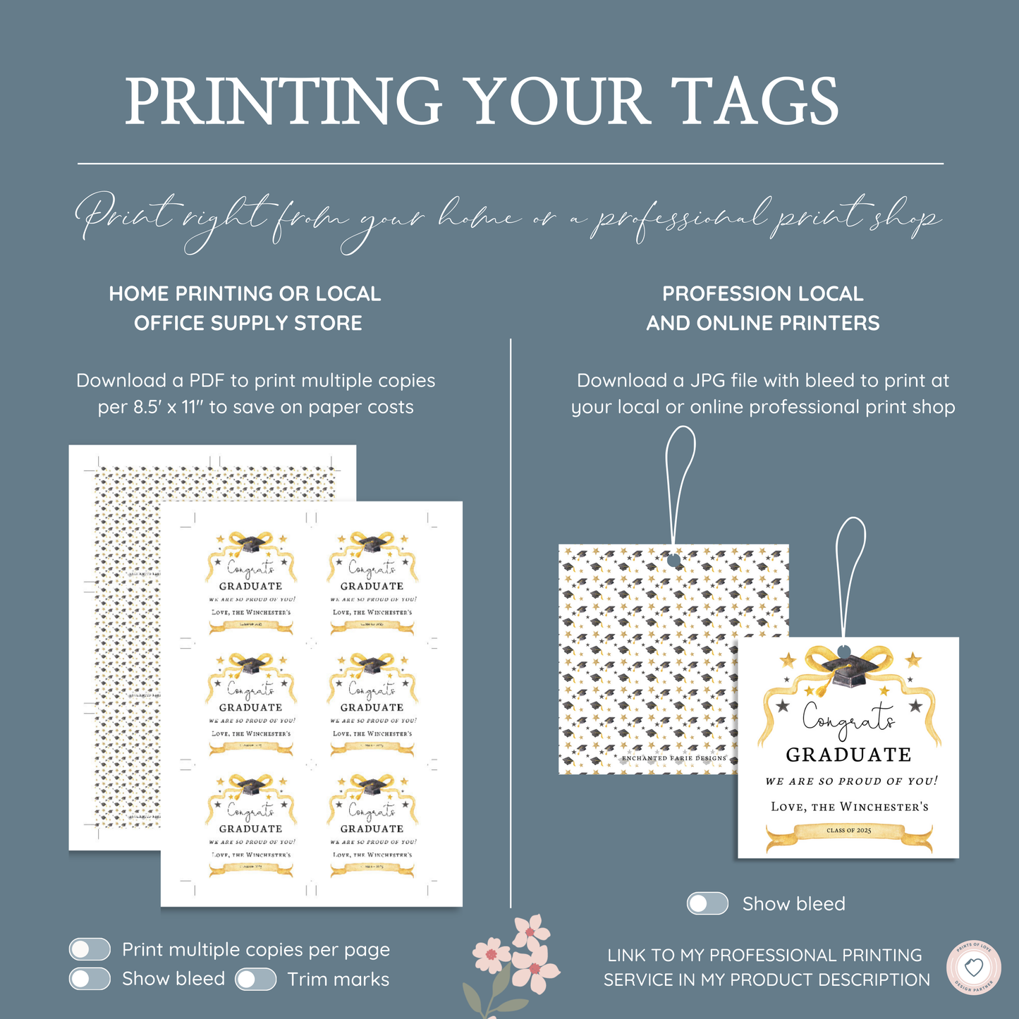 Printable Graduation Gift Tag – Gold & Black 2025
