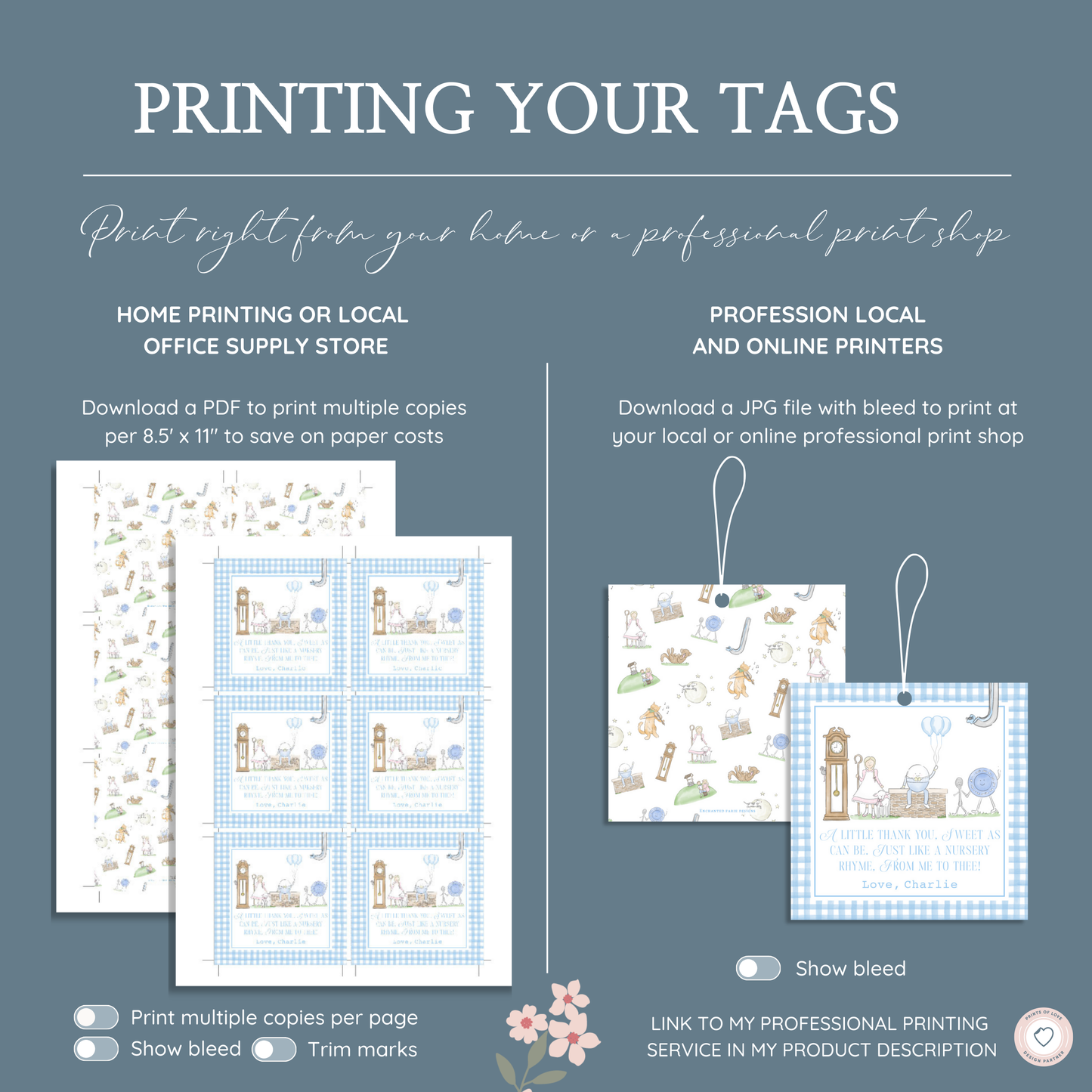 Nursery Rhyme Diddle Diddle Thank You Tag