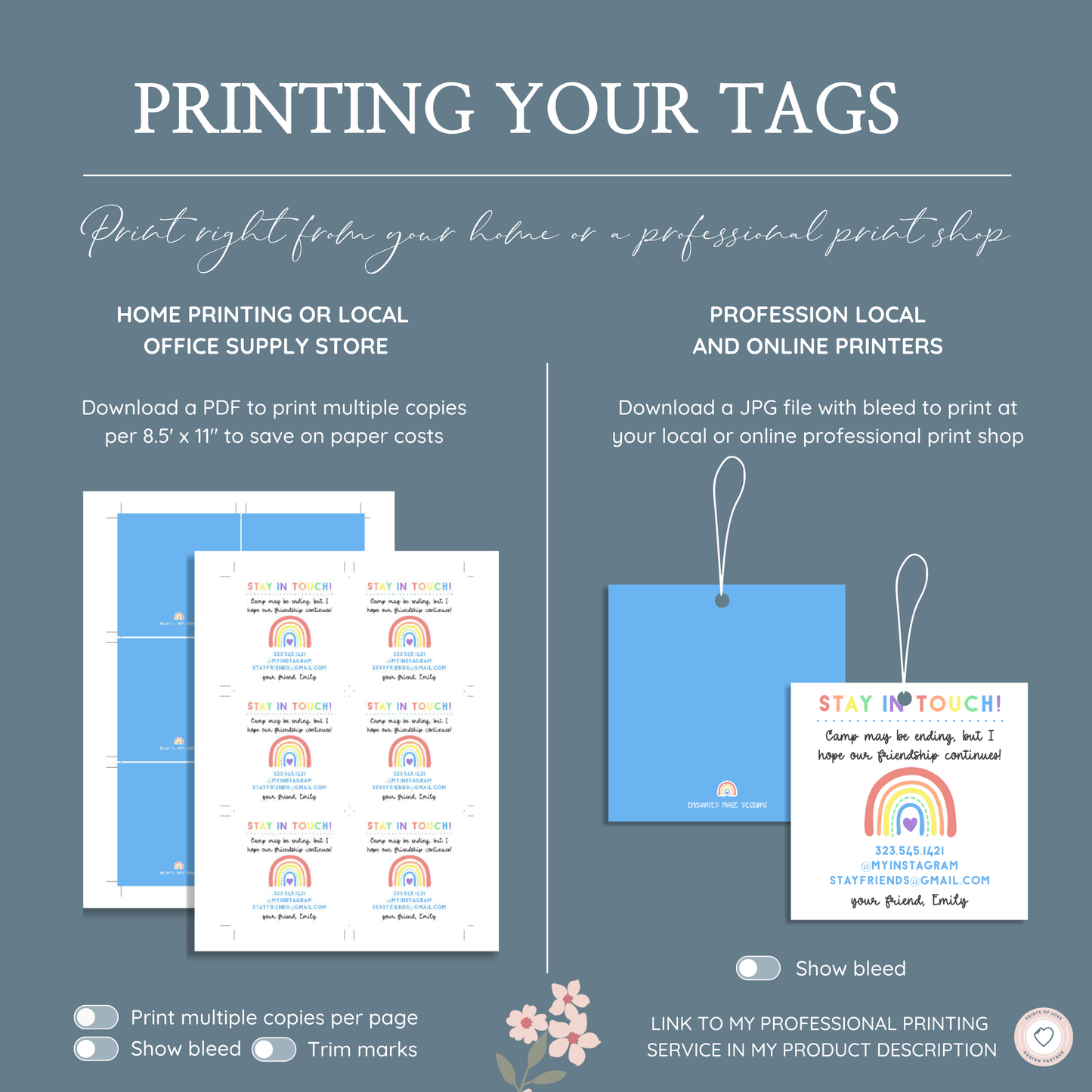 Stay in Touch Camp Card – Printable Rainbow Contact Exchange for Kids
