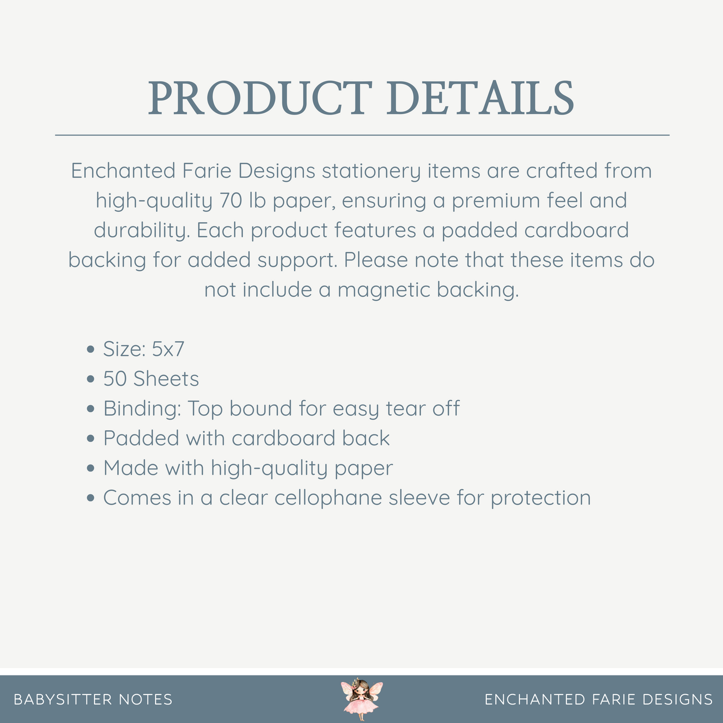 Babysitter Notes Notepad – Personalized 5x7 Pad with Contact & Care Info