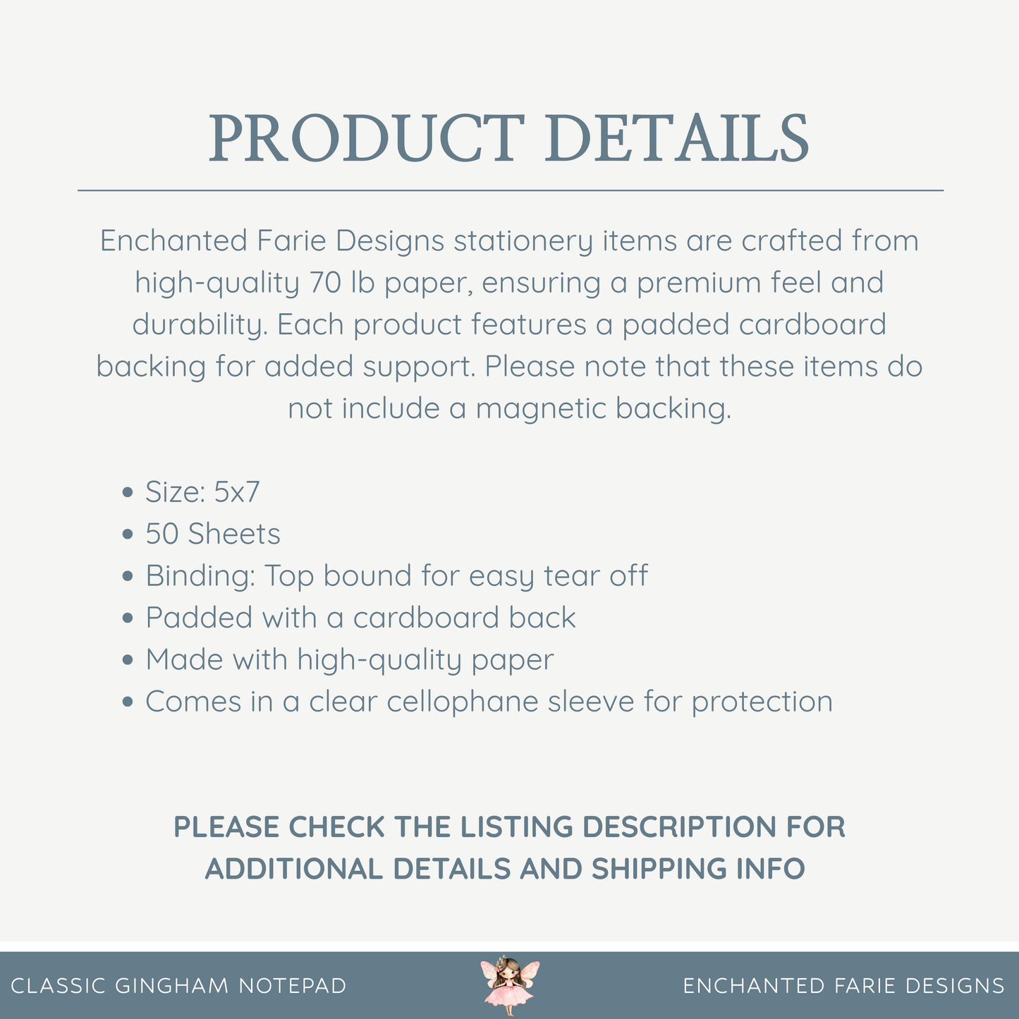 Classic Gingham Personalized Notepad – 5x7"