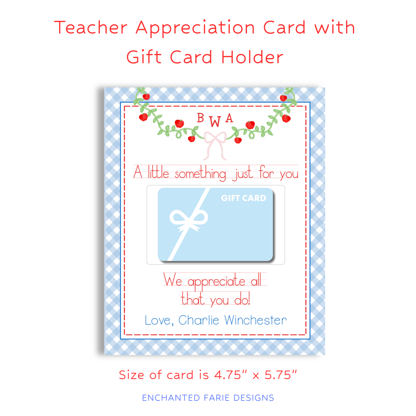 Printable Teacher Gift Card Holder