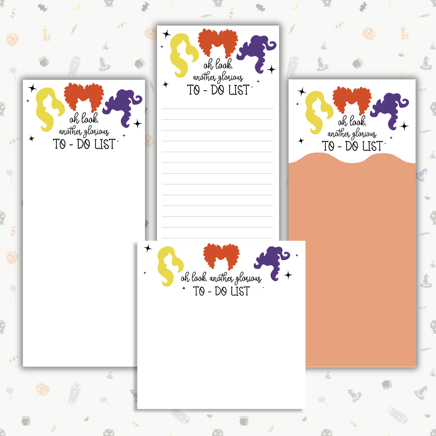 Hocus Pocus Sanderson Sisters To-Do List Notepads – Cute Halloween Stationery Set