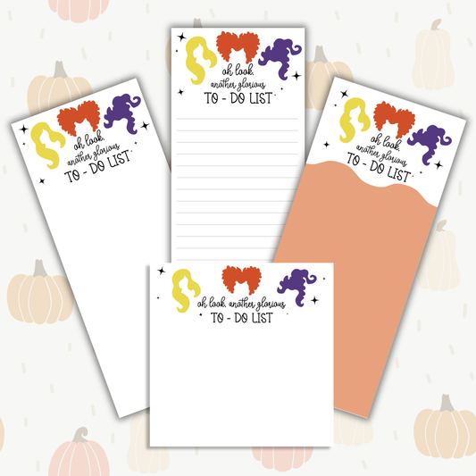 Hocus Pocus Sanderson Sisters To-Do List Notepads – Cute Halloween Stationery Set