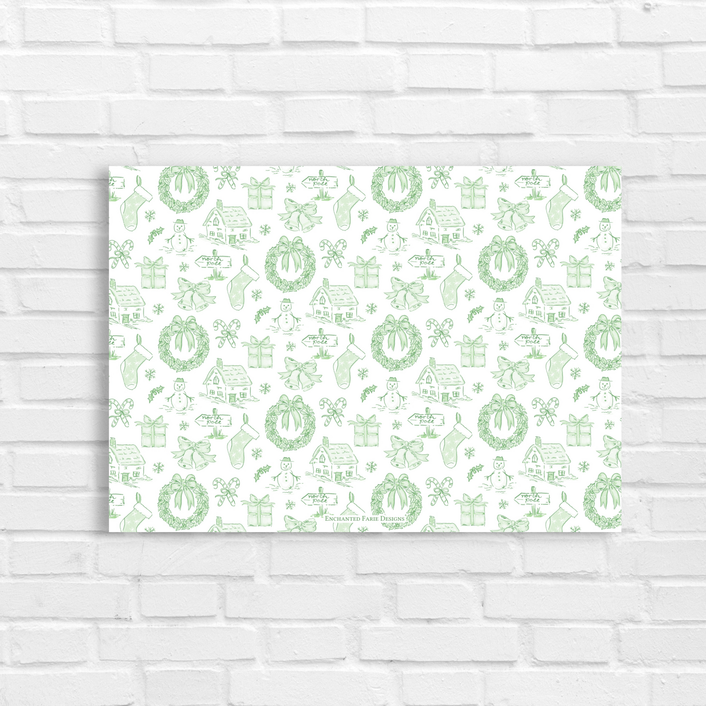White Toile Photo Christmas Card