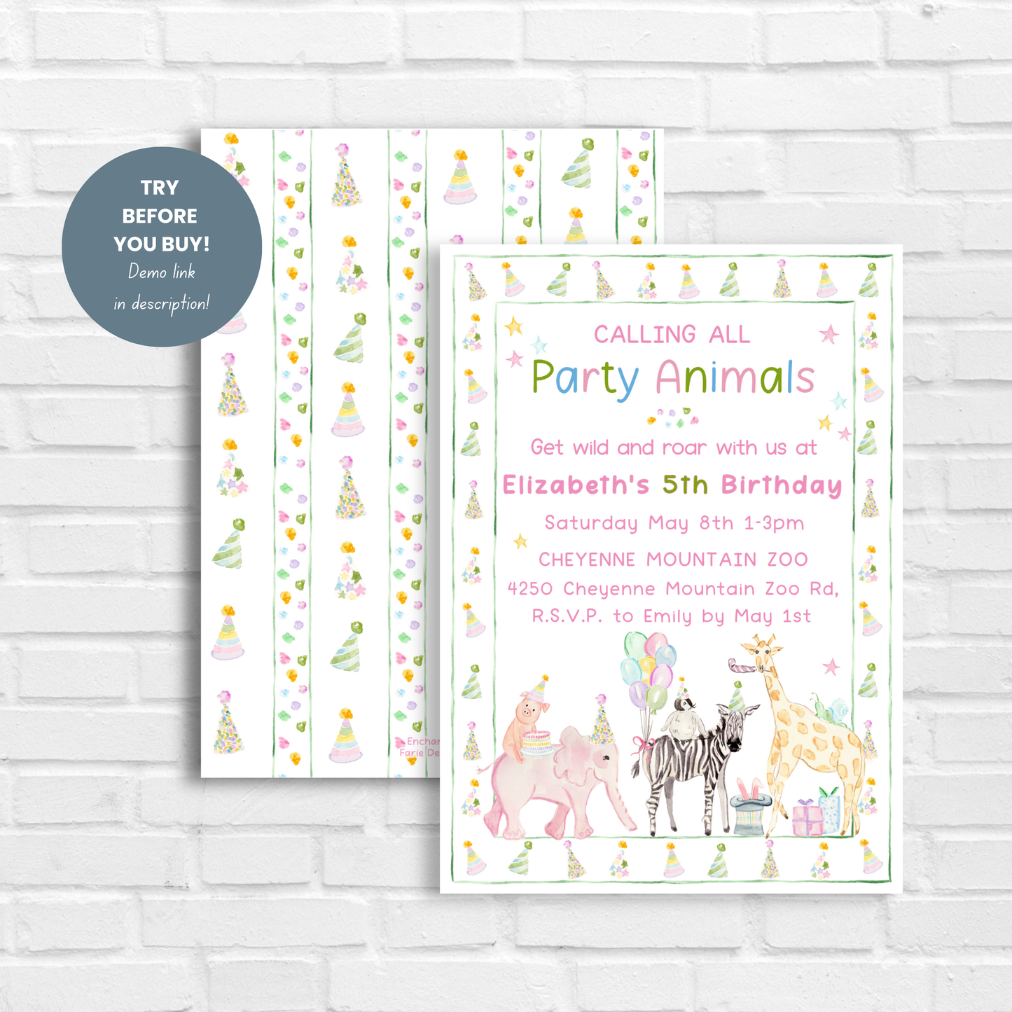 Party Animals Birthday Invitation