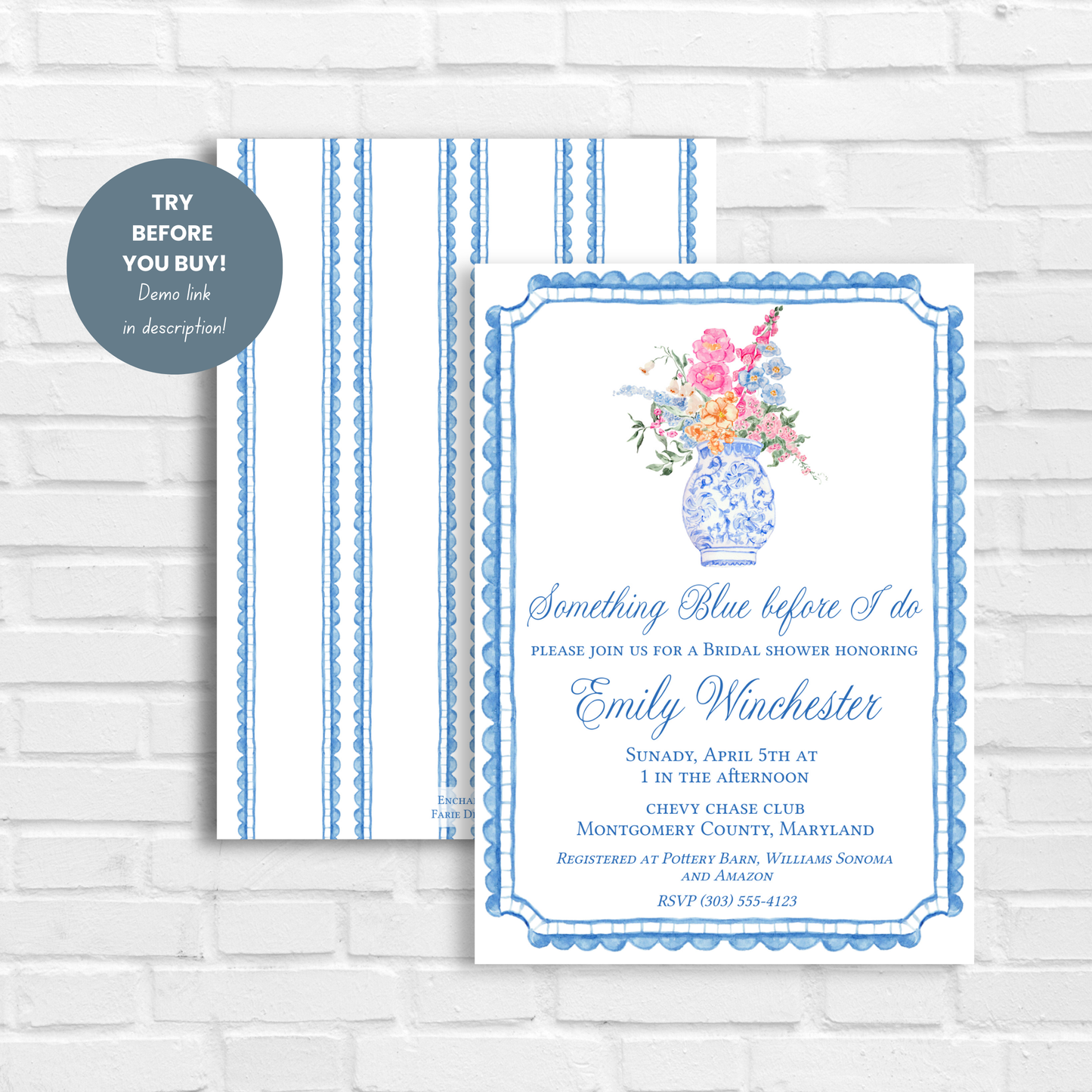 Something Blue Before I Do Bridal Shower Invite
