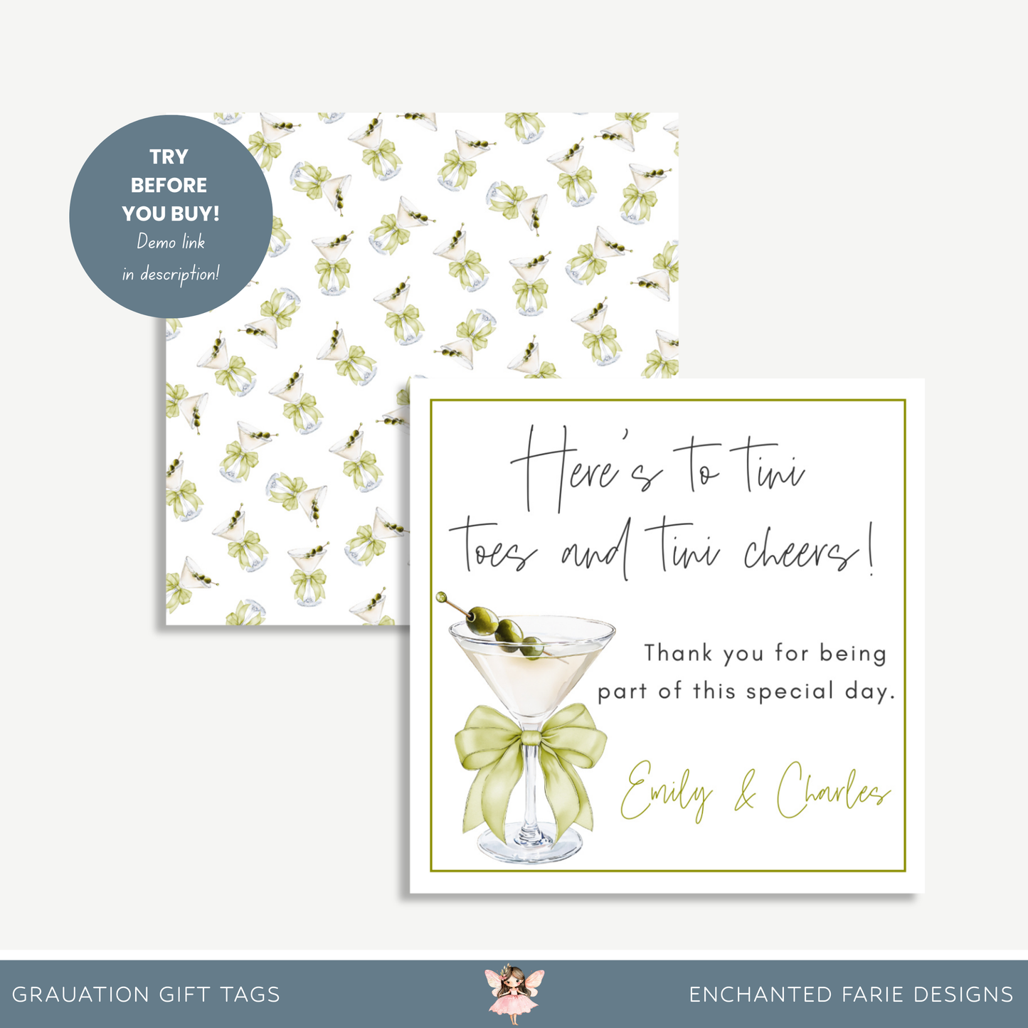 “A Tini Is On the Way” Baby Shower Thank You Tag – 3x3" Printable Favor Tag