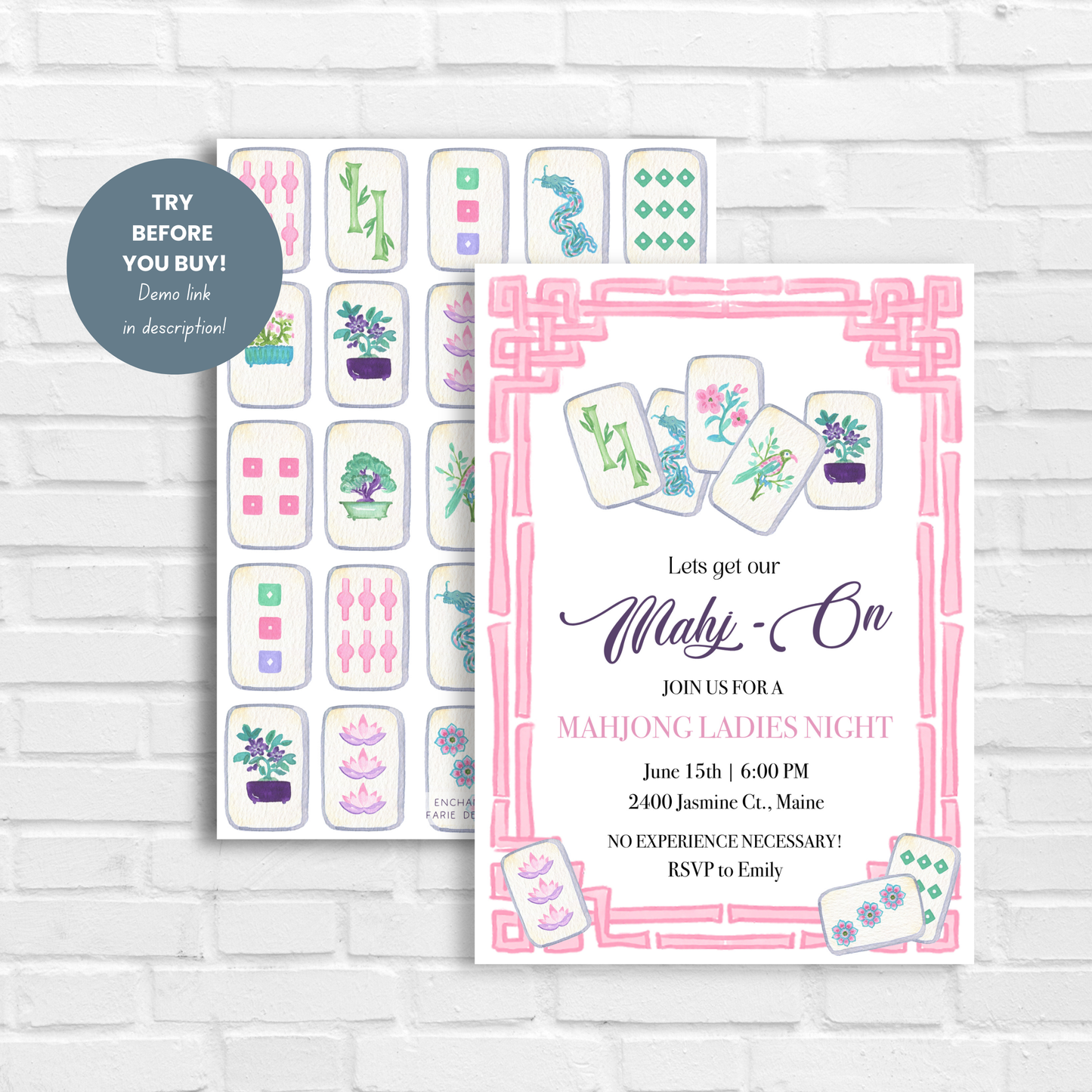 Mahjong Ladies Night Invitation