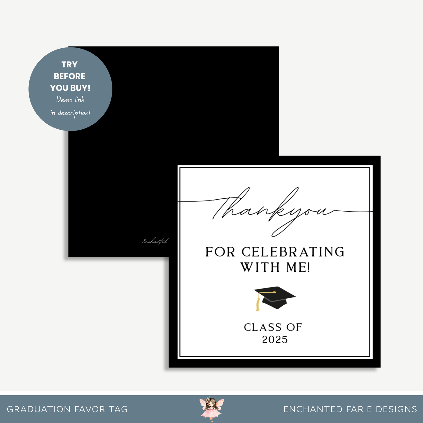 Classic Graduation Thank You Favor Tag – 3x3"