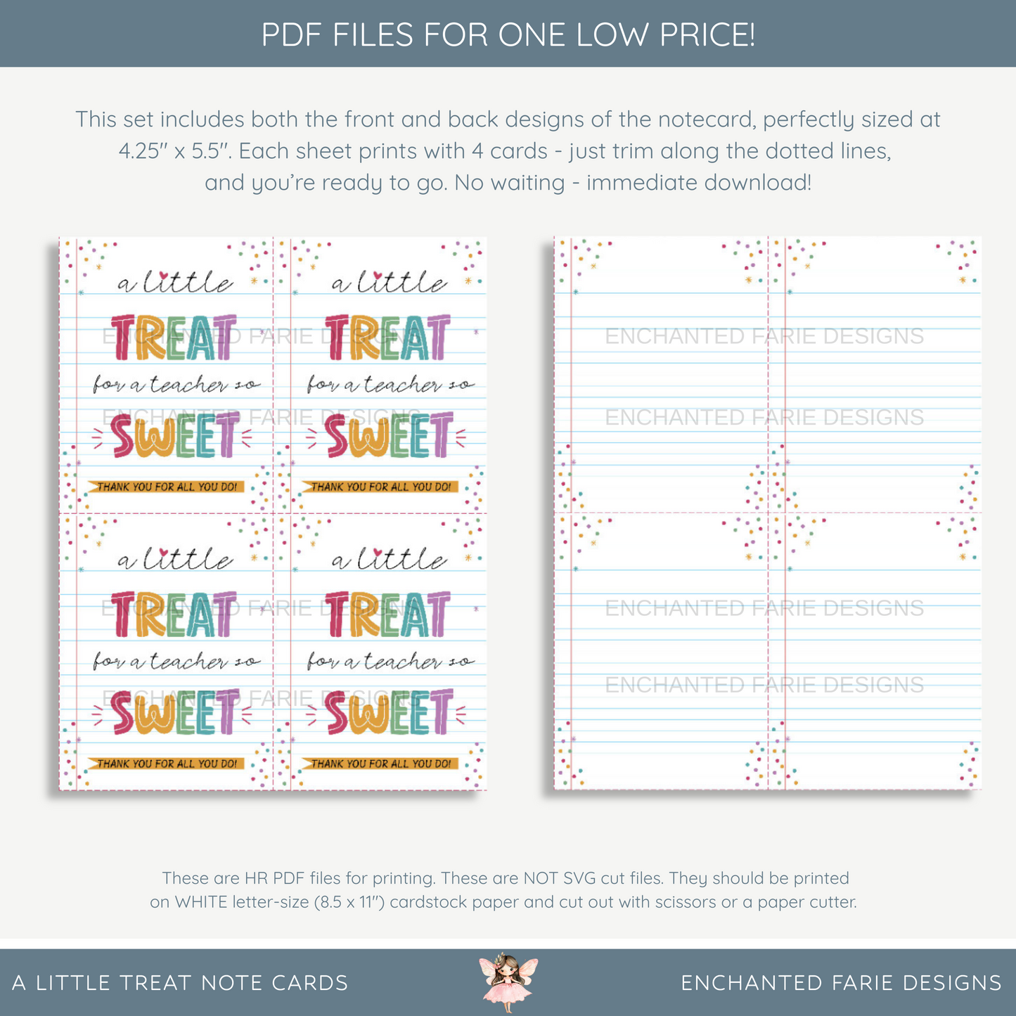 Printable Teacher Thank You Note Card