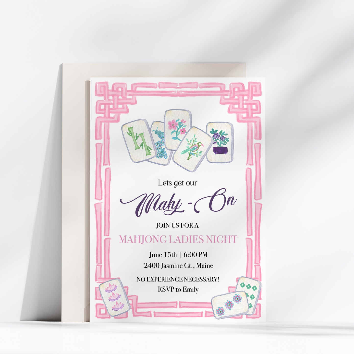 Mahjong Ladies Night Invitation