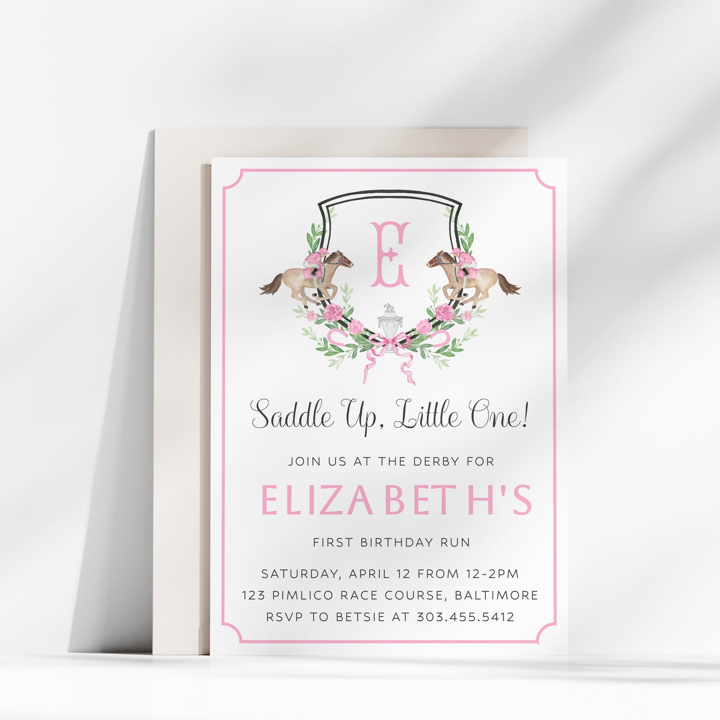 Kentucky Derby Pink Birthday Invitatoin