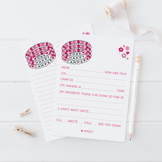 One Happy Camper – Printed Camp Notecard Set for Kids with Envelopes