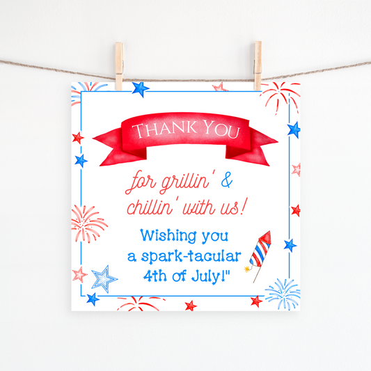 Red, White & BBQ Gift Tag – 4th of July Printable Favor Tag |