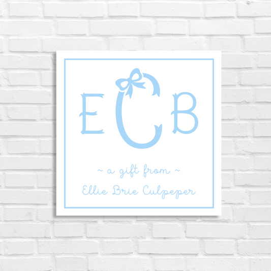 Printable Calling Cards for Girls, Blue Bow