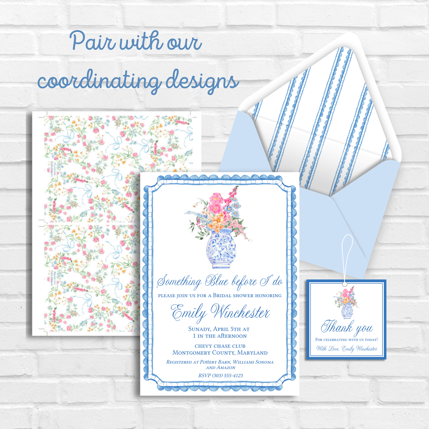 Blue Ribbon Stripe Something Blue Envelope Liners