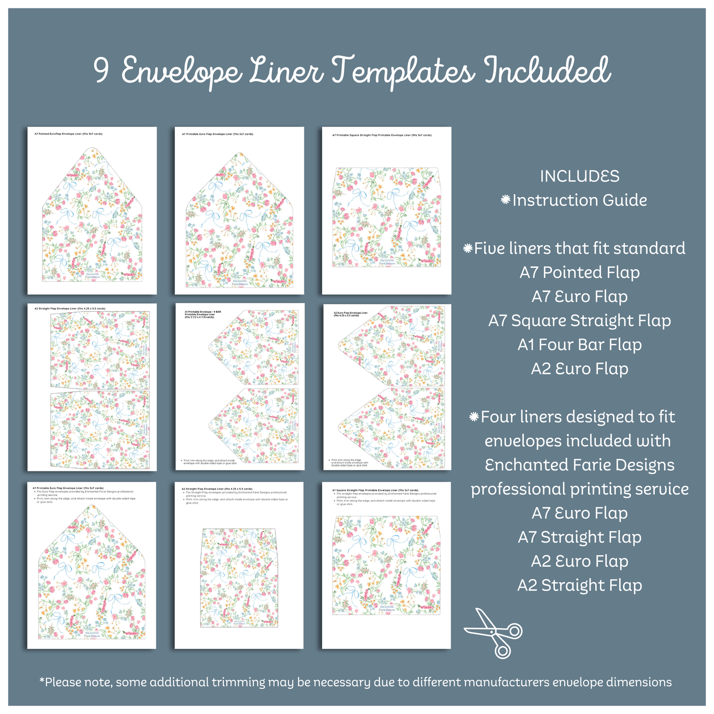 Elegant Spring Garden Envelope Liners
