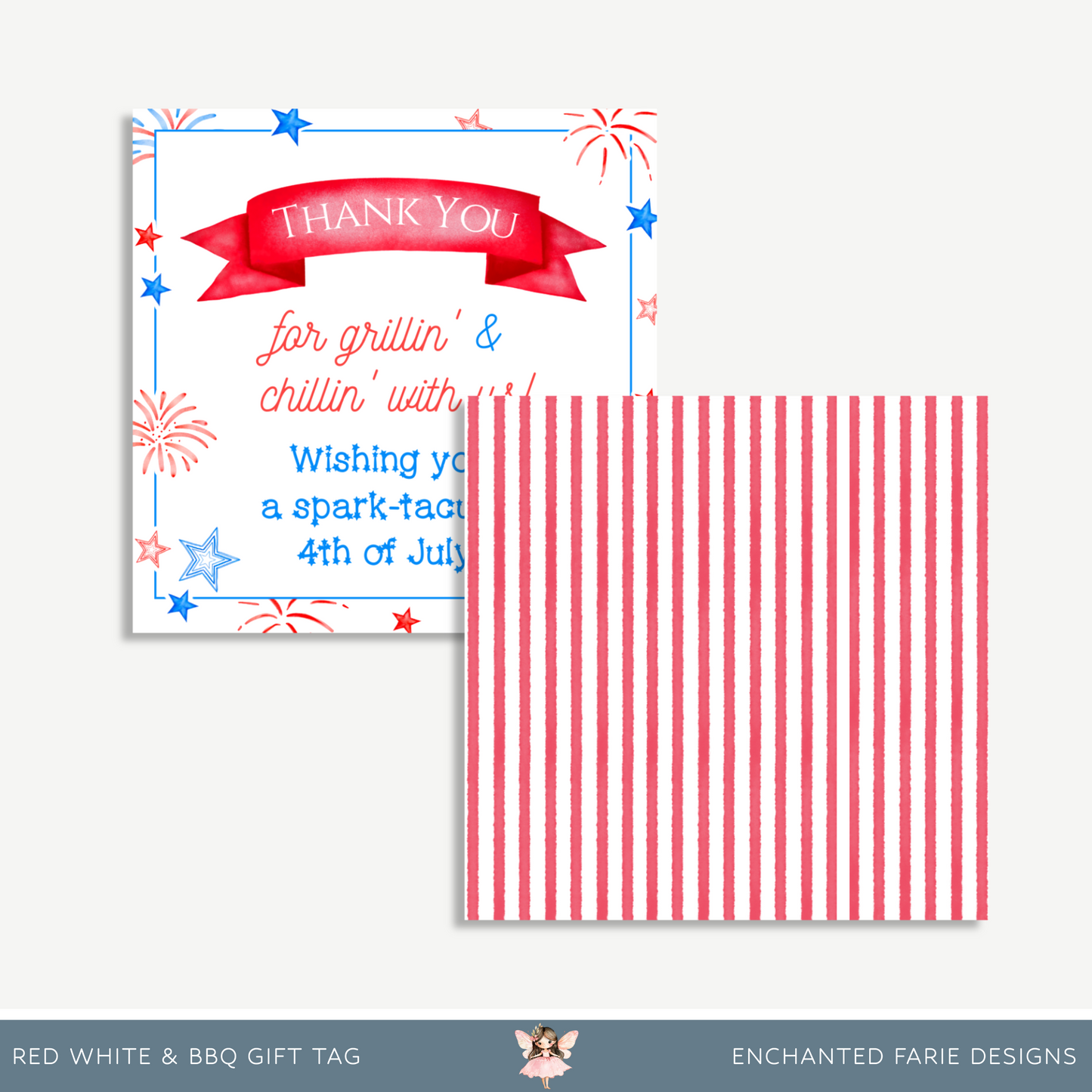 Red, White & BBQ Gift Tag – 4th of July Printable Favor Tag |