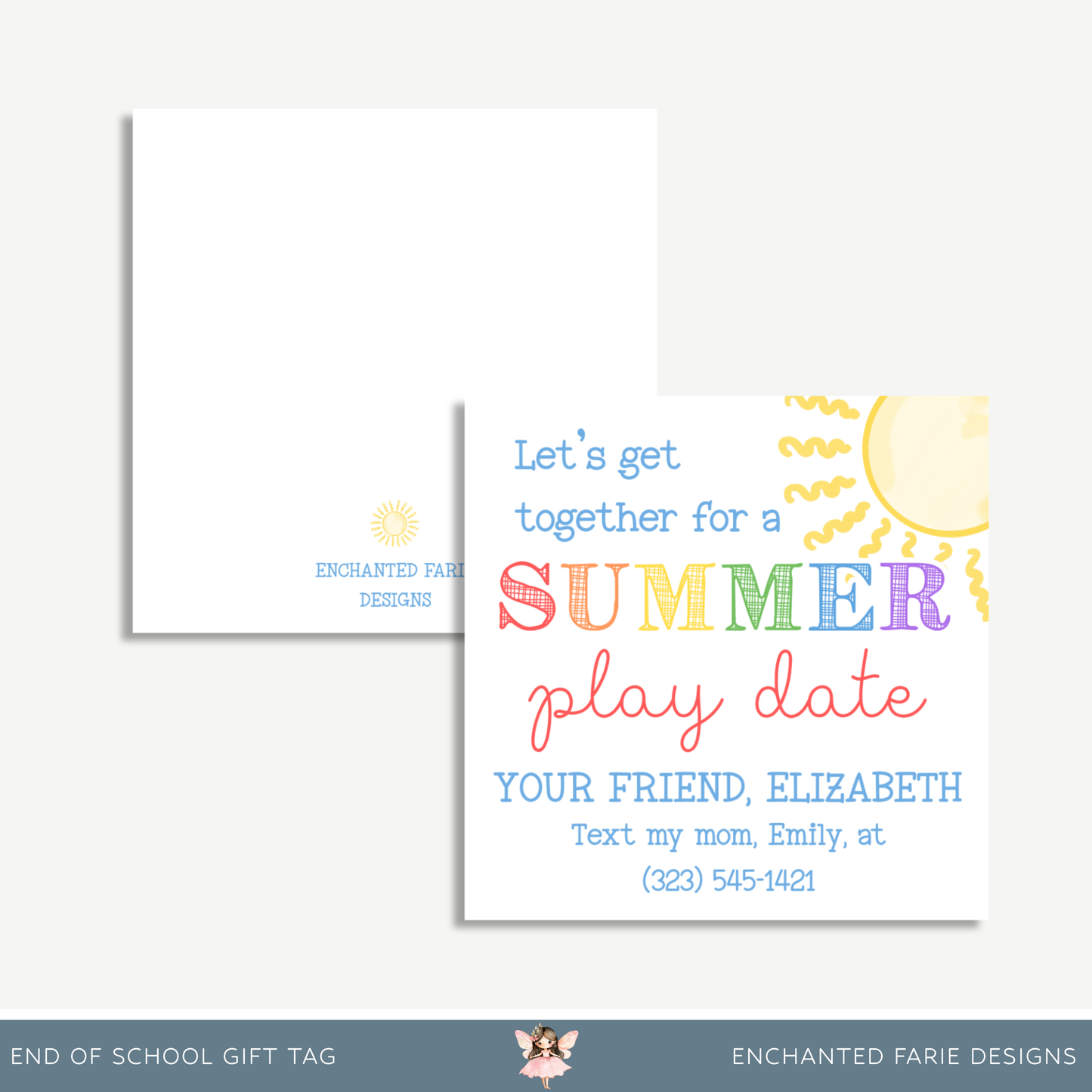 Summer Play Date Favor Tag – Printable End-of-School Gift Tag for Kids