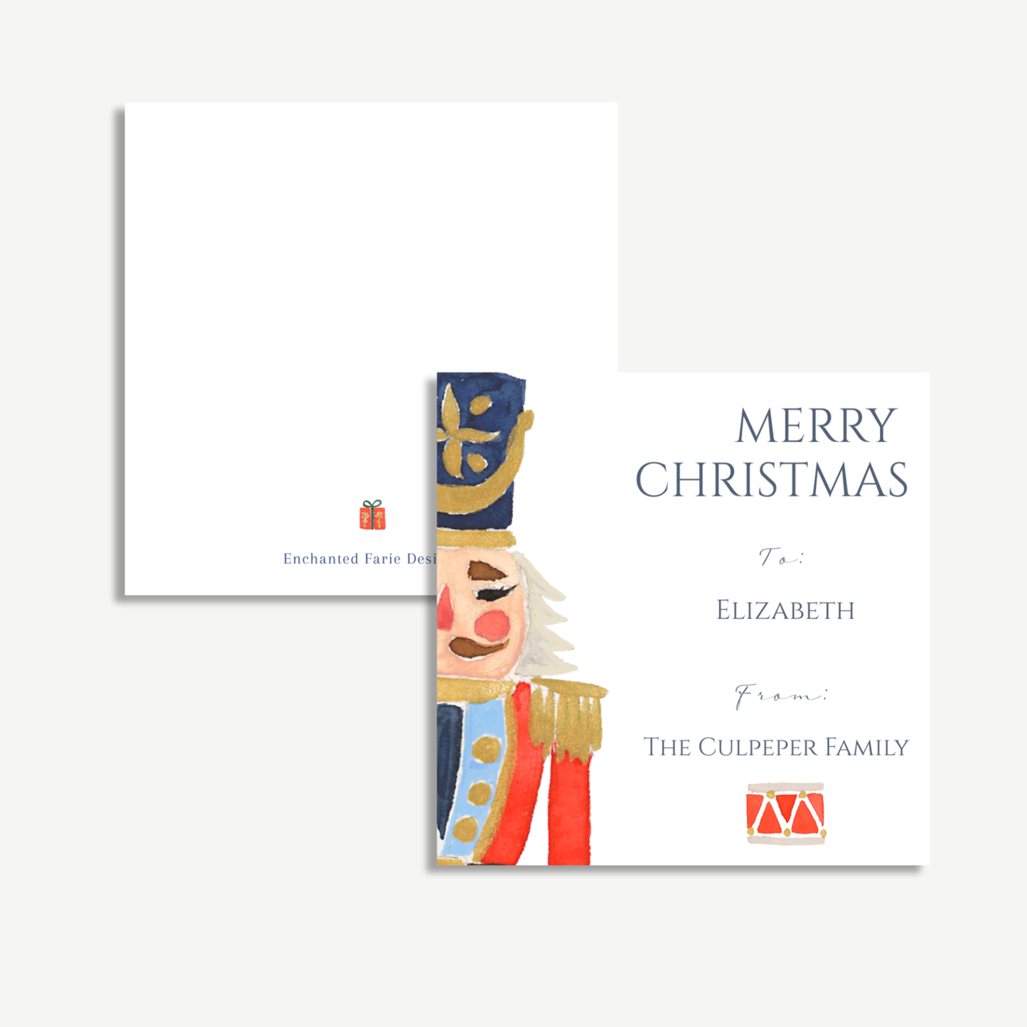 Blue Nutcracker Christmas Gift Tag