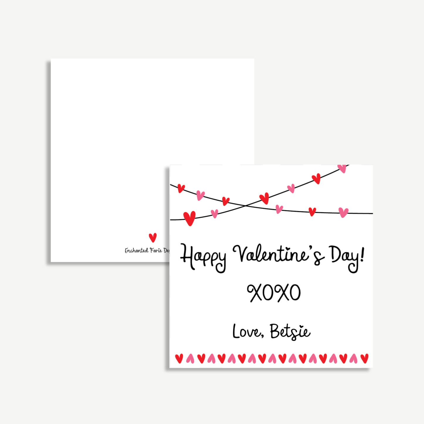 String of Hearts | XOXO Gift Tag 3x3"