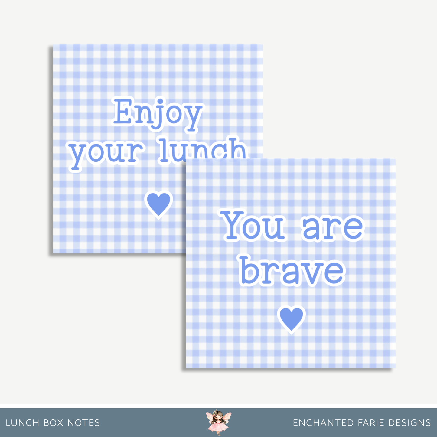 Printable Lunch Box Notes for Kids – Blue Gingham