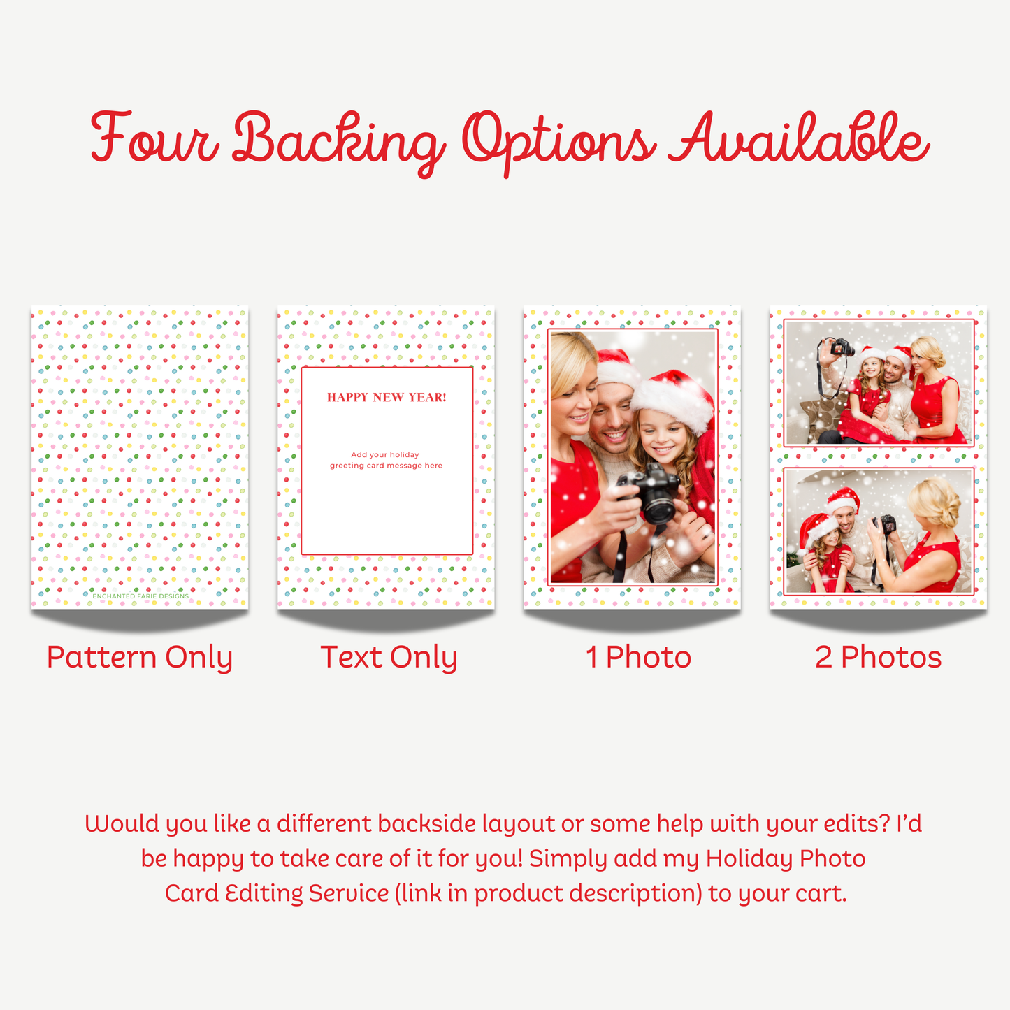 Merry & Bright Christmas Photo Card – Confetti Ribbon Edition
