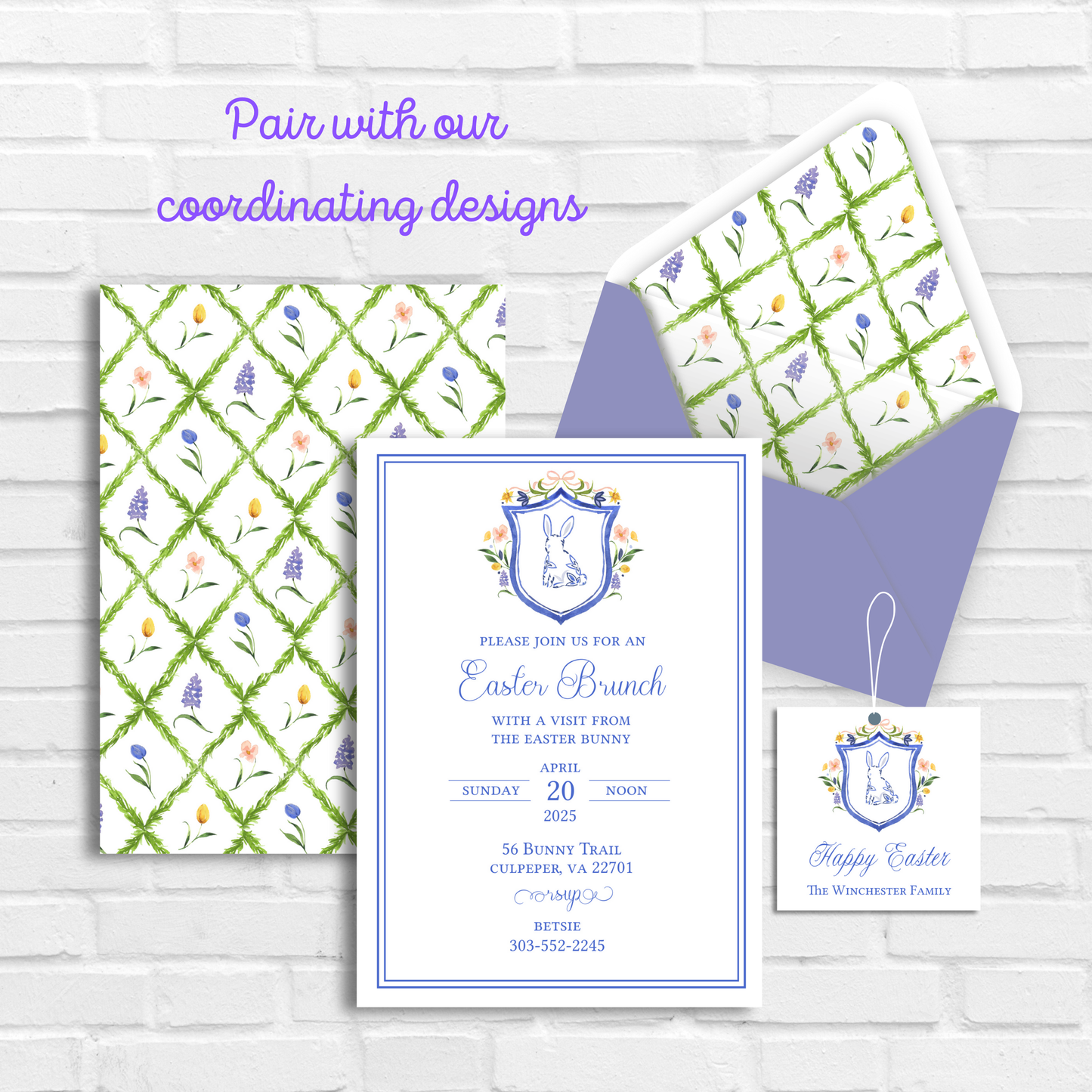 Printable Envelope Liners - Easter Bunny