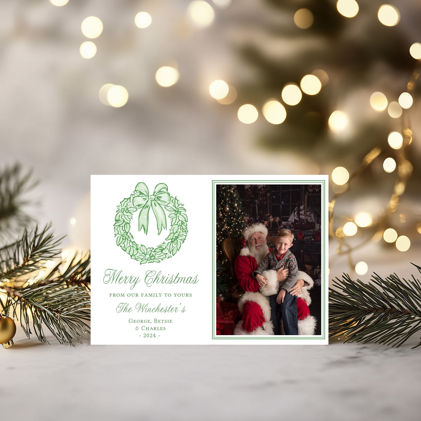 White Toile Photo Christmas Card