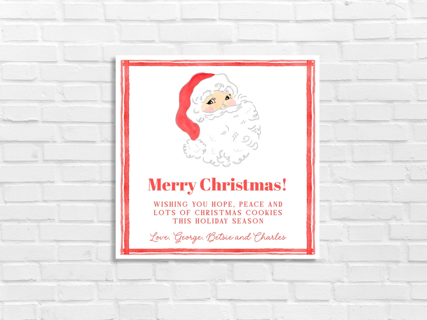 red santa favor tag