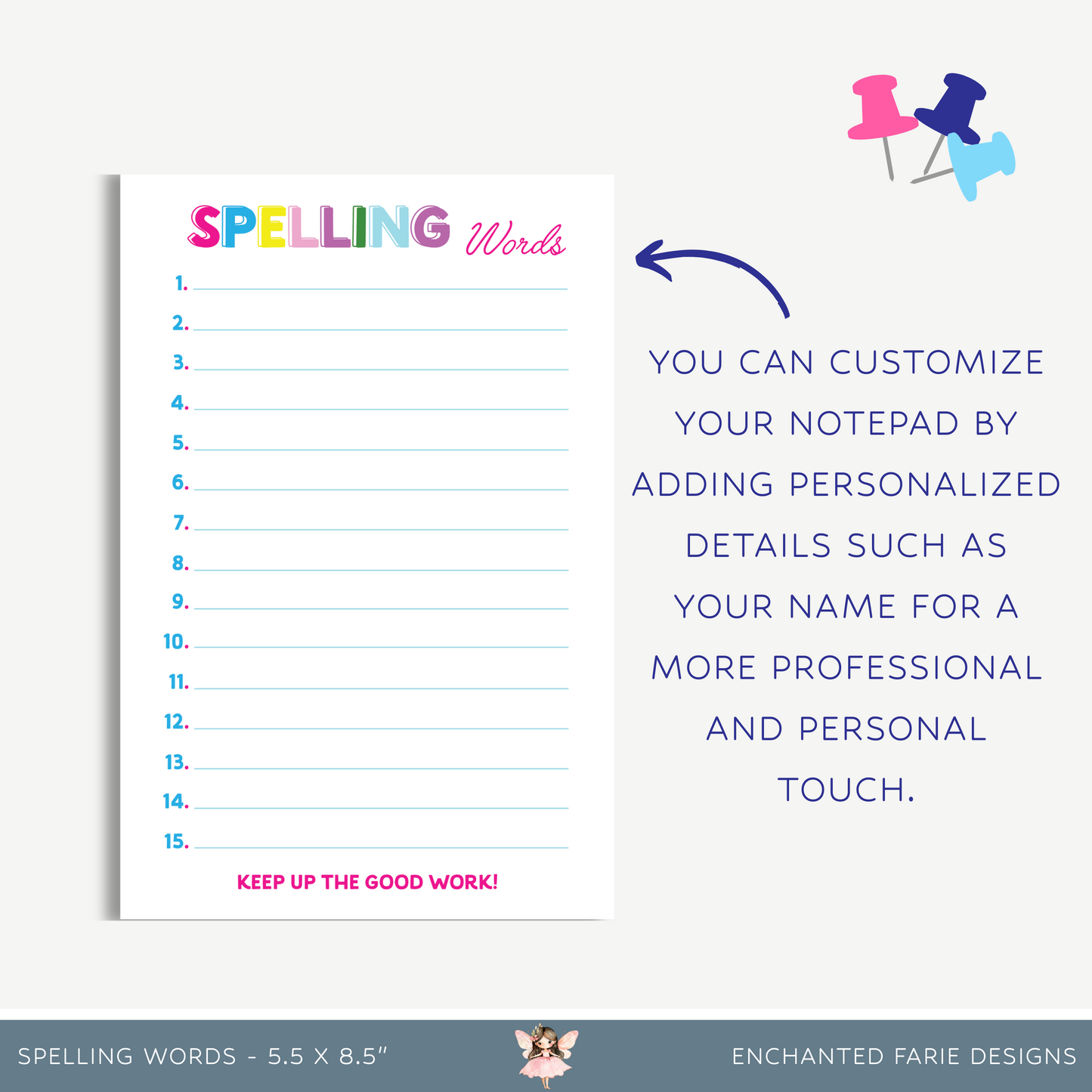 Spelling Words Notepad