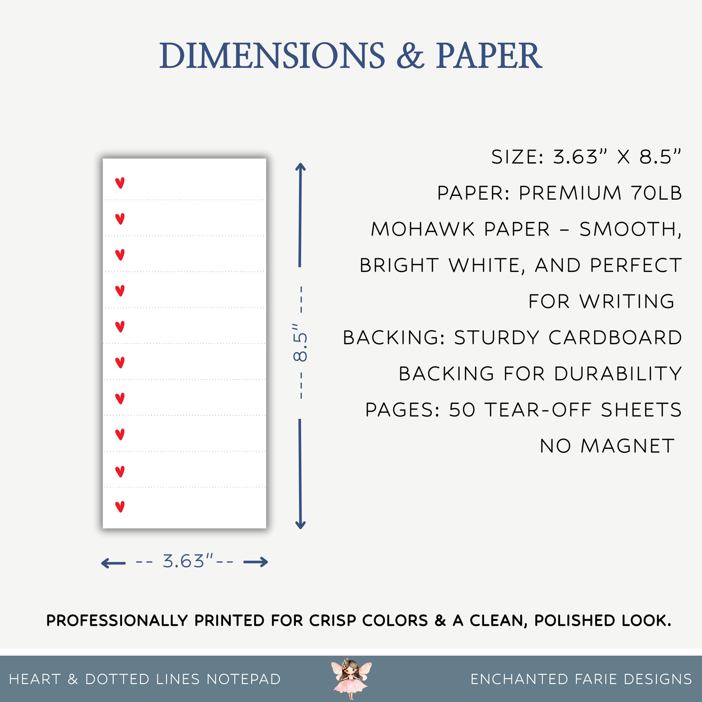 Hearts & Dotted Lines Notepad
